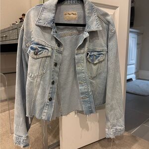 We The Free Cropped Distressed Denim Jacket | Raw Hem